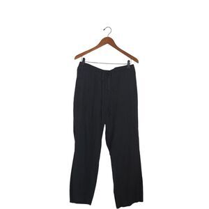 Kim Rogers Pure Black‎ Linen Wide Leg Pants Pockets Women's Size 14 Petite
